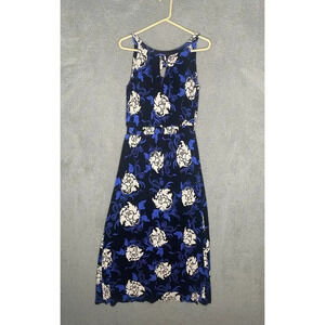 Soma womens sleeveless floral roses maxi dress keyhole neck stretch soft M